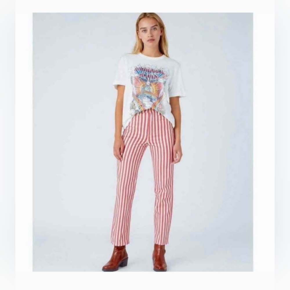 Wrangler Red and White Striped Straight Leg Jeans